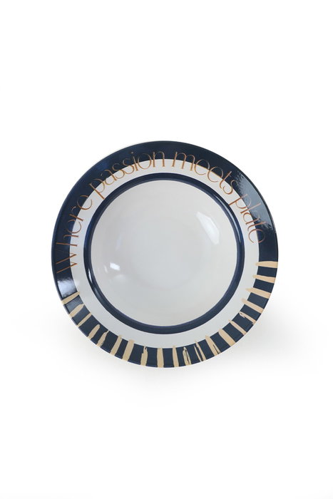 Hermia Plato de Cerámica Blanco y Azul Oscuro de 26 cm Hermia Plato de Cerámica Blanco y Azul Oscuro de 26 cm